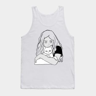 Cute girl and white cat Tank Top